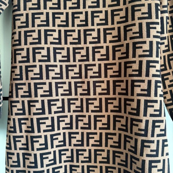 FENDI Brown & BlackMonogram Long Sleeved Knit Dress - Picture 5 of 9